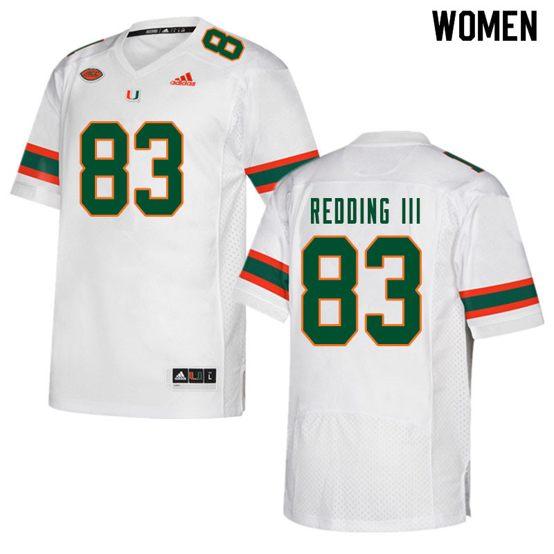 Women #83 Michael Redding III Miami Hurricanes College Football Jerseys Sale-White - Click Image to Close